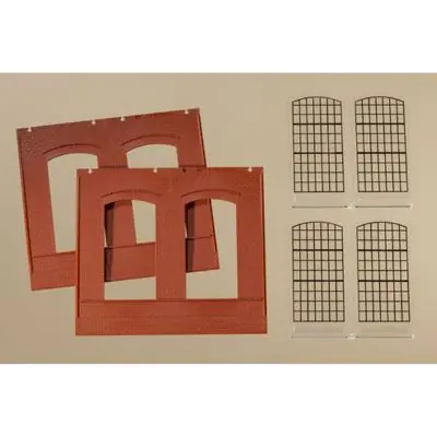 Auhagen 80503 2 Wände 2325A rot, Industriefenster (H0) Abverkauf